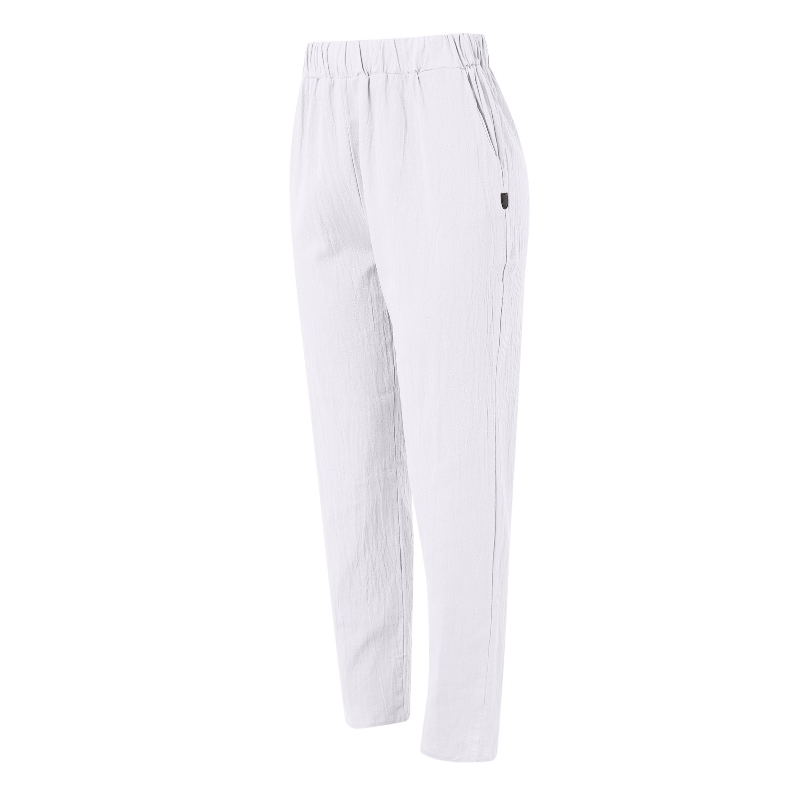 thumbnail image 5 of Pantalones anchos de cintura alta para mujer: pantalones elásticos con cordón, poliéster, estampado, bolsillos laterales, corte deportivo informal., 5 of 6